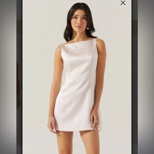 Astr The Label Alisanne Boatneck Satin Mini Formal Dress Pink Sz M NWT